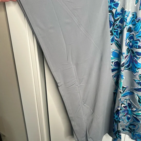Bob Mackie NWT Gray Blue Floral Blouse Kaftan Top women’s plus size 2X - Picture 2 of 7